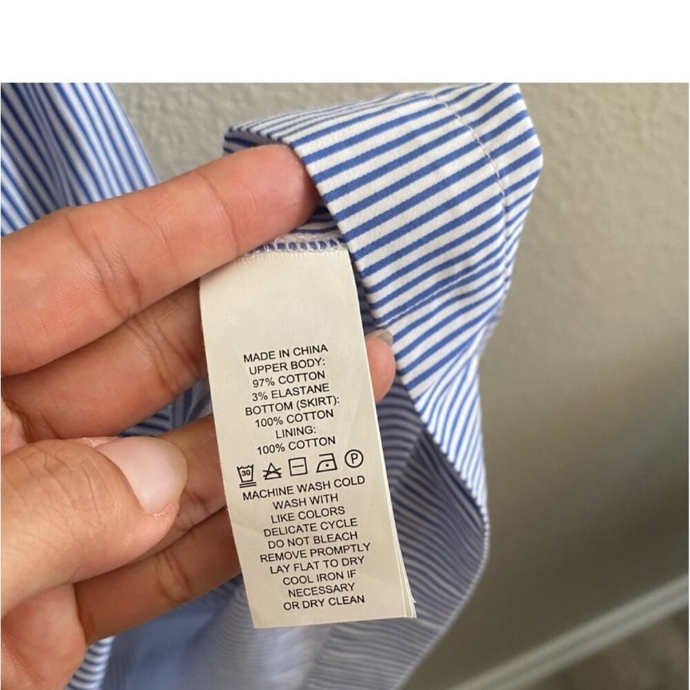 Kate Spade Broome Street Pinstripe blue & white dress. Sz 8 $229 - Picture 9 of 15